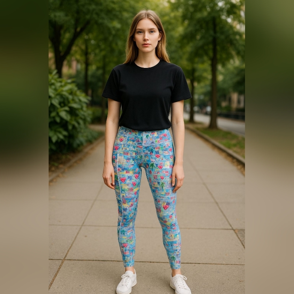 FAYE LEGGINGS SIZE 4 Colorful Patterned Women's Pants